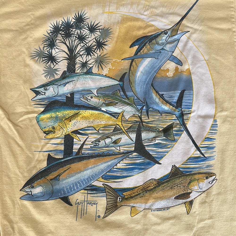 Guy Harvey yellow T-shirt, size medium